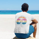 Tropical Beach Family Vacation Custom Front & Back T-Shirt<br><div class="desc">This cute tropical palm tree sunset t-shirt is perfect for a spring break trip with your college friends group or a fun cruise ship getaway vacation with the family. Personalize the full set of customized t-shirts on the front and back for your group outing to the beach or an island...</div>