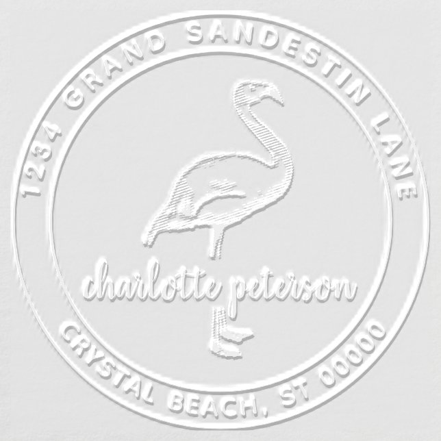 Tropical Beach Flamingo Bird Modern Return Address Embosser (Design)
