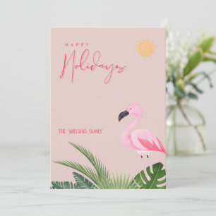 Tropical Beach Flamingo Christmas Holiday Card