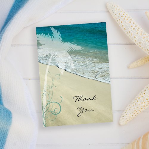 Tropical Beach Flat Thank You Note Card