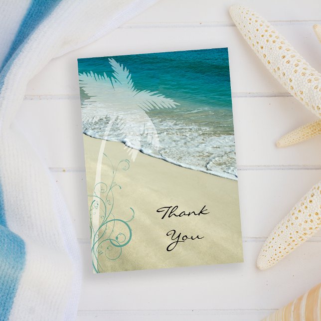Tropical Beach Flat Thank You Note Card (Creator Uploaded)