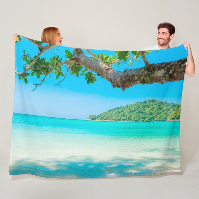 Tropical Beach Fleece Blanket (In Situ)