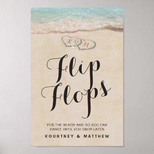 Tropical Beach Flip Flops Wedding Poster