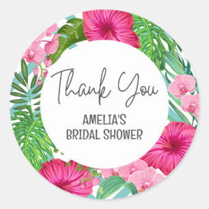 Tropical Beach Floral Bridal Shower favor stickers