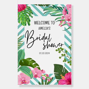 Tropical Beach Floral Bridal Shower Welcome Sign