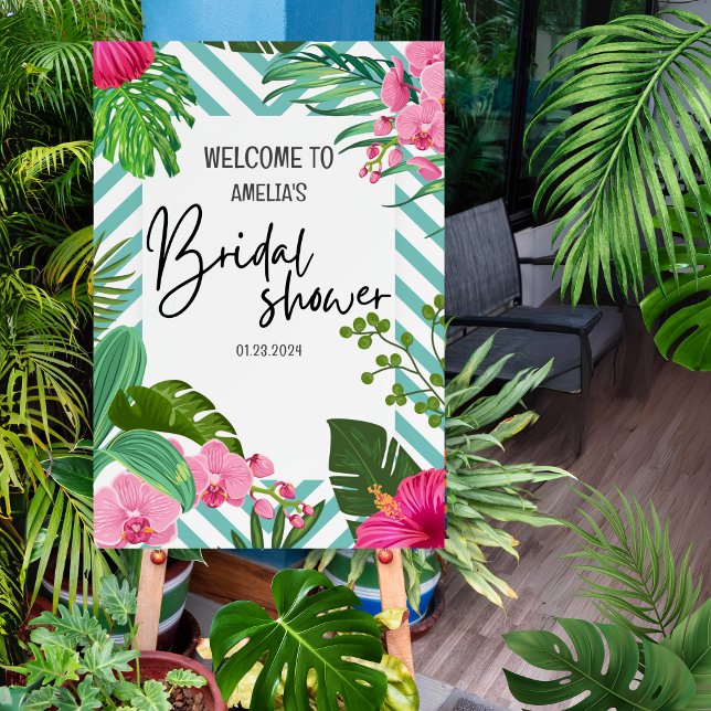 Tropical Beach Floral Bridal Shower Welcome Sign (Creator Uploaded)