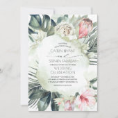 Tropical Beach Floral Greenery Foliage Wedding Invitation (Front)