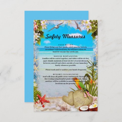 Tropical Beach Floral Safety Measures Enclosure Card