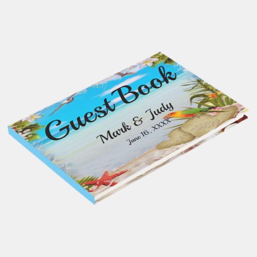 Tropical Beach Floral Wedding Guest Book