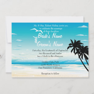 Tropical Beach  Floral Wedding Invitation