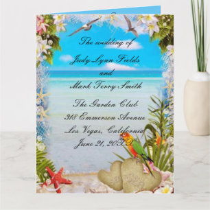 Tropical Beach Floral Wedding Program