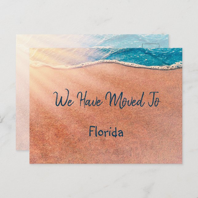 Tropical Beach Florida Moving New Address Announcement Postcard (Front/Back)