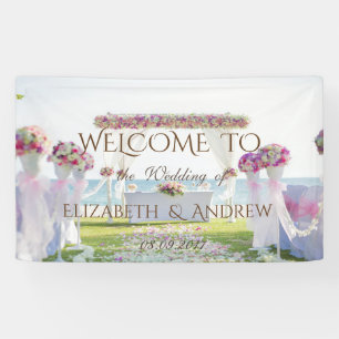 Tropical Beach, Flowers ,Ocean Wedding Banner