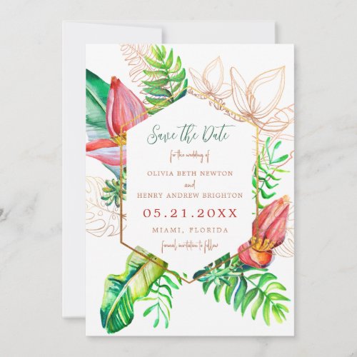 Tropical Beach Flowers Save the Date