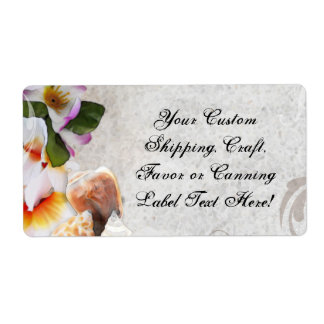 Tropical Beach Flowers/Shells Label