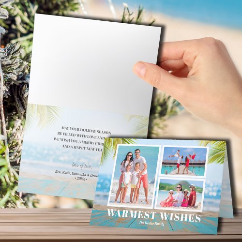 Tropical Beach Folded Christmas Photo  Holiday Card