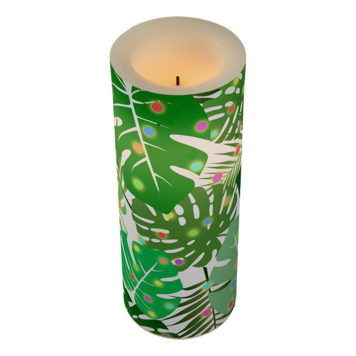 Tropical Beach Foliage Christmas Lights Holiday Flameless Candle Zazzle Com