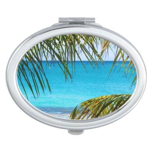 Tropical Beach framed with Palm Fronds Vanity Mirror