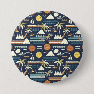 Tropical Beach Fun Pattern Button