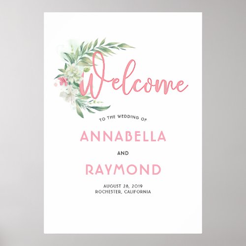 Tropical Beach Garden Wedding Welcome Sign