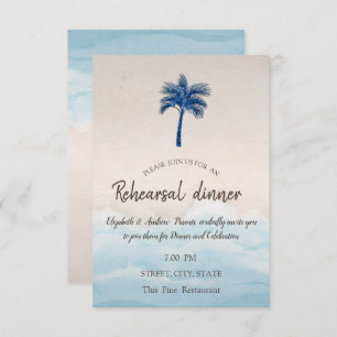 Tropical Beach Glitter Palm Rehearsal Dinner Invitation