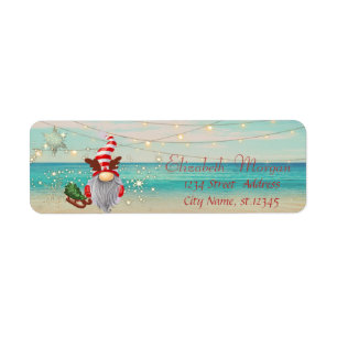 Tropical,Beach,Gnome Sleigh Label