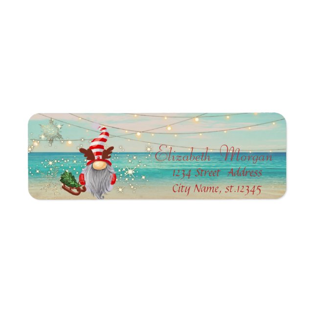 Tropical,Beach,Gnome Sleigh Label (Front)
