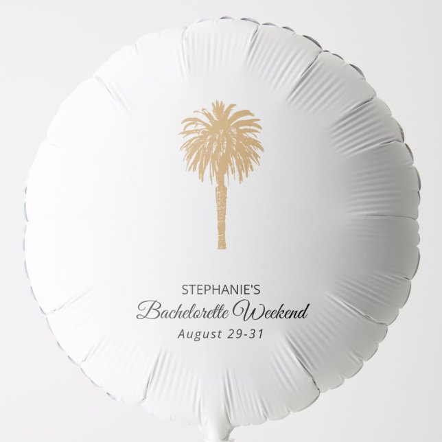 Tropical Beach Gold Palm Destination Bachelorette Balloon (Front)