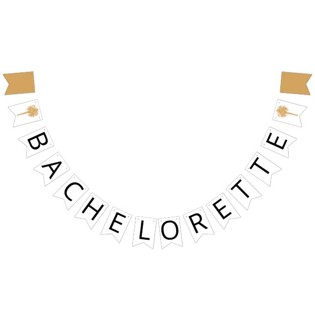 Tropical Beach Gold Palm Destination Bachelorette Bunting Flags (All)