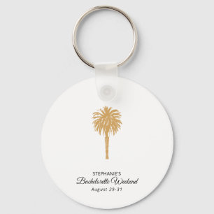 Tropical Beach Gold Palm Destination Bachelorette Keychain