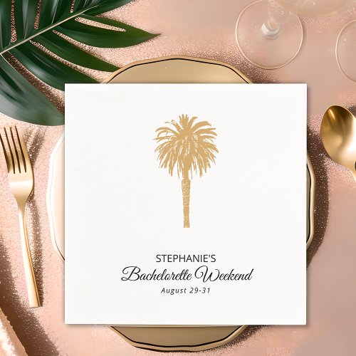 Tropical Beach Gold Palm Destination Bachelorette Napkins