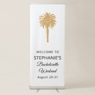 Tropical Beach Gold Palm Destination Bachelorette Retractable Banner