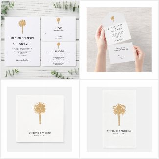 Tropical Beach Gold Palm Tree Destination Wedding