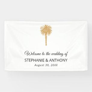 Tropical Beach Gold Palm Tree Destination Wedding  Banner