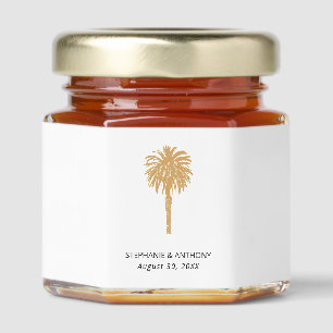 Tropical Beach Gold Palm Tree Destination Wedding  Honey Jar Favors