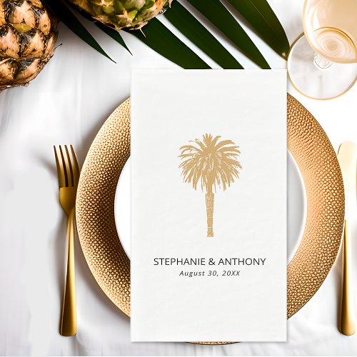 Tropical Beach Gold Palm Tree Destination Wedding  Paper Guest Towels