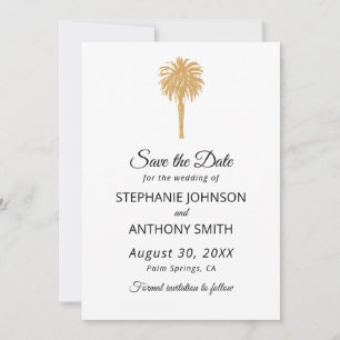 Tropical Beach Gold Palm Tree Destination Wedding Save The Date
