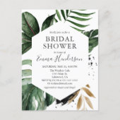 Tropical Beach Greenery Leaves Bridal Shower Invitation Postcard (Front)