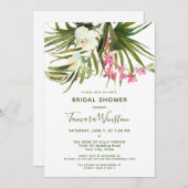 Tropical Beach Greenery Pink Floral Bridal Shower Invitation (Front/Back)