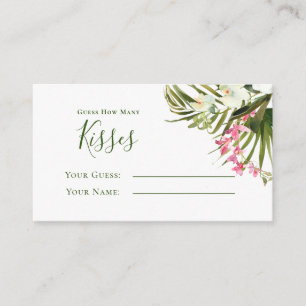 Tropical Beach Greenery Pink Floral Guess Kisses Enclosure Card