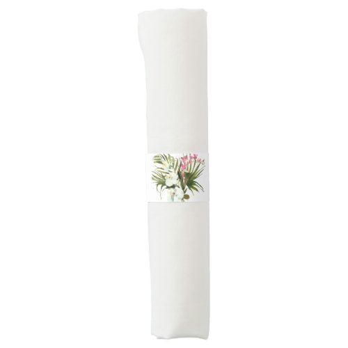 Tropical Beach Greenery Pink Floral  Napkin Bands