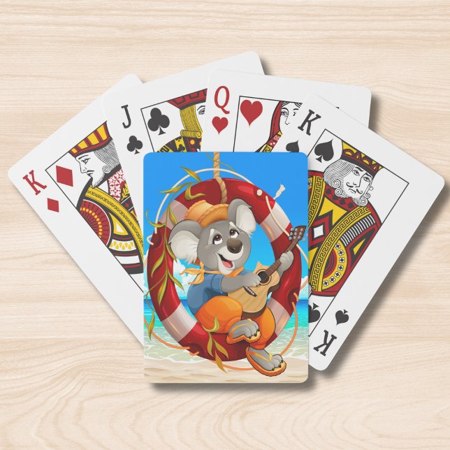 Tropical Beach Guitar Playing Koala Poker Cards (Creator Uploaded)