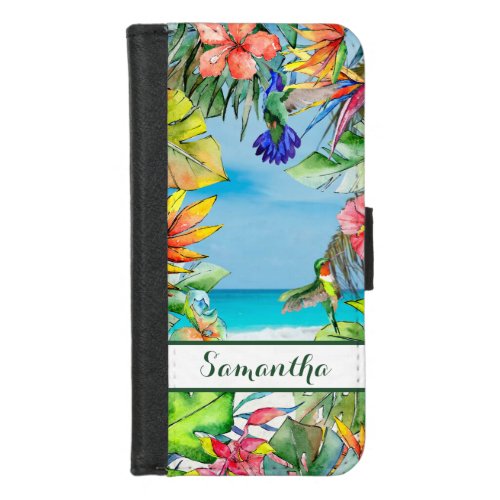 Tropical Beach Hawaii Hibiscus Personalized iPhone 87 Wallet Case