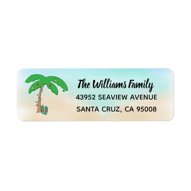 Tropical Beach Hawaiian Christmas Deck The Palms Label (Front)
