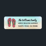 Tropical Beach Hawaiian Christmas Red Flip Flops Label<br><div class="desc">© Cindy Bendel All Rights Reserved.</div>