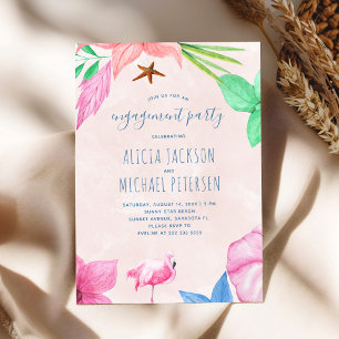 Tropical beach Hawaiian luau engagement party Invitation