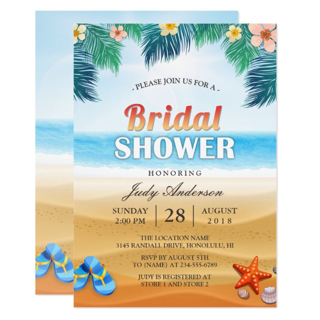 Tropical Beach Hawaiian Summer Bridal Shower Invitation