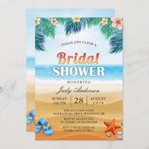 Tropical Beach Hawaiian Summer Bridal Shower Invitation