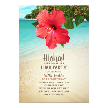 Tropical Beach Hawaiian Themed Luau Birthday Party Card Tropical Beach Hawaiian Themed Luau Birthday Party Card