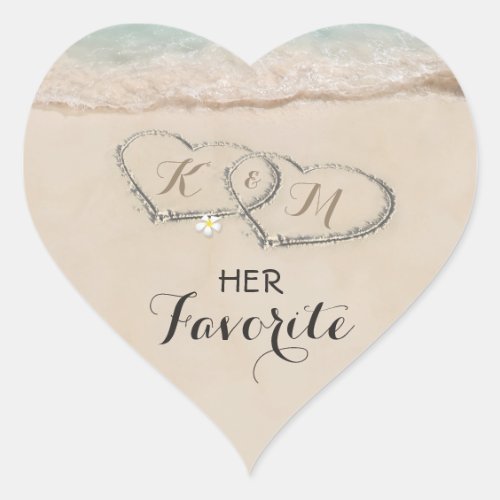 Tropical Beach Heart Shore Wedding  Her Favorite Heart Sticker
